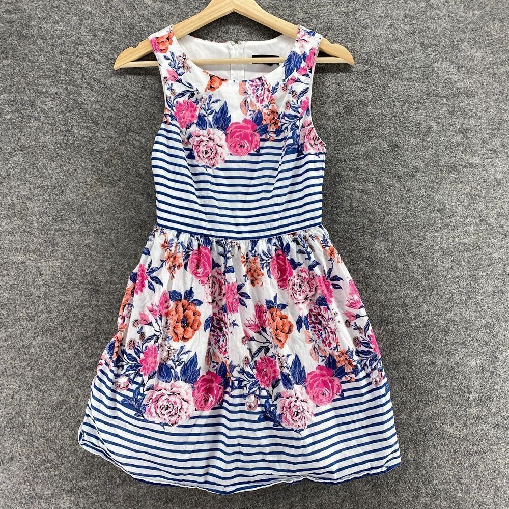 5/$45 Jodi Kristopher Dress Girls 1 Blue Floral Sheath Short Zipper Sleeveless